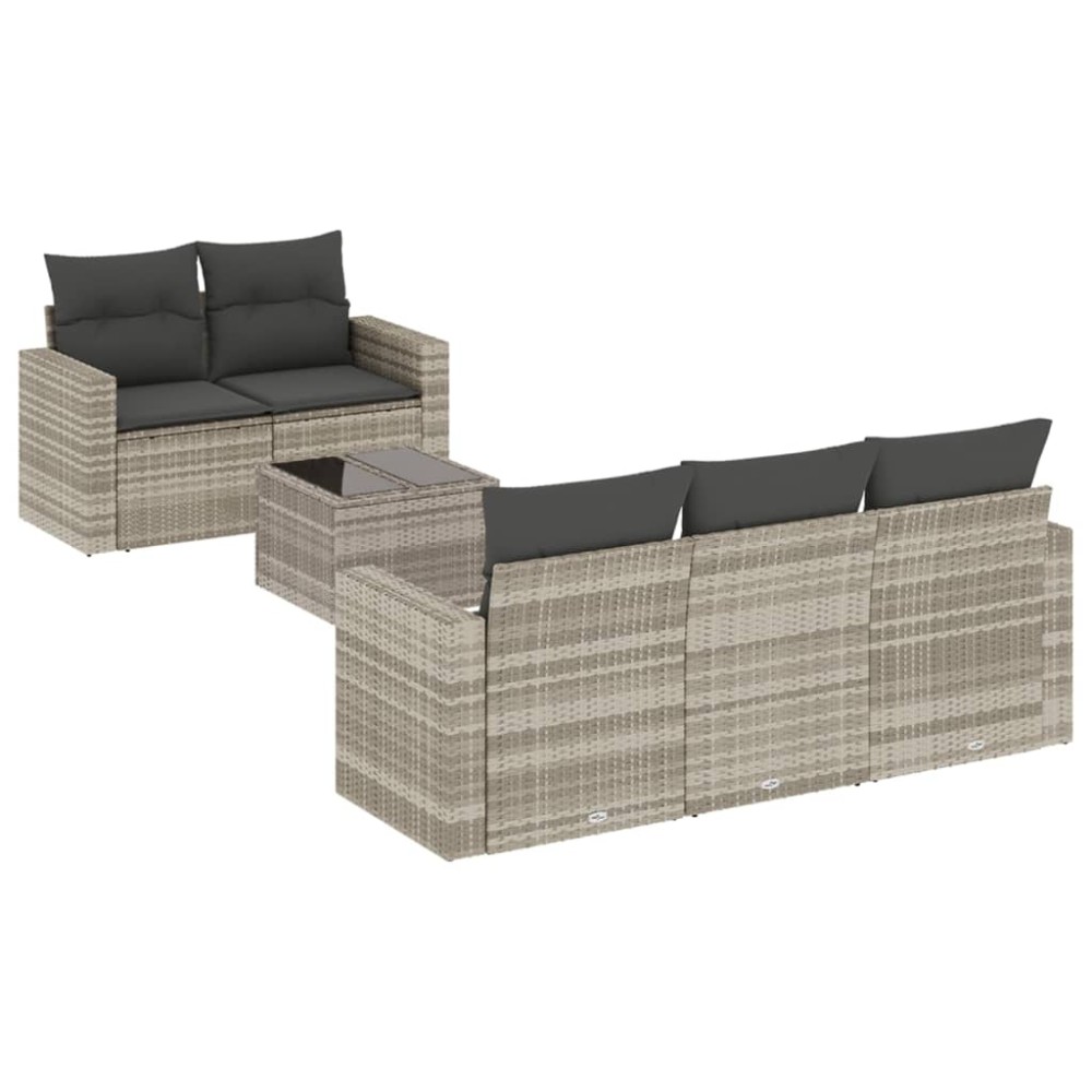 vidaXL Set canapele de grădină cu perne, 6 piese gri deschis poliratan