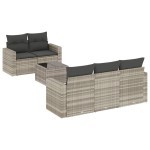 vidaXL Set canapele de grădină cu perne, 6 piese gri deschis poliratan