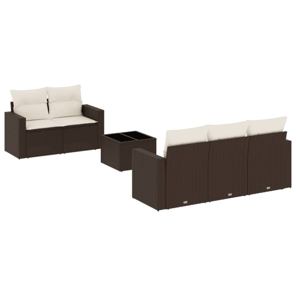 vidaXL Set canapele de grădină cu perne, 6 piese, maro, poliratan