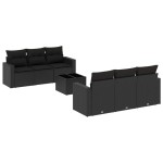 vidaXL Set canapele de grădină cu perne, 7 piese, negru, poliratan