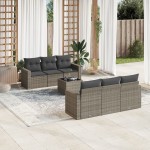 vidaXL Set canapele de grădină, 7 piese, cu perne, gri, poliratan vidaXL Set canapele de grădină, 7 piese, cu perne, gri, poliratan