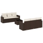 vidaXL Set canapele de grădină cu perne, 7 piese, maro, poliratan