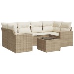 vidaXL Set canapele de grădină, 7 piese, cu perne, bej, poliratan vidaXL Set canapele de grădină, 7 piese, cu perne, bej, poliratan