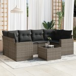 vidaXL Set canapele de grădină, 7 piese, cu perne, gri, poliratan vidaXL Set canapele de grădină, 7 piese, cu perne, gri, poliratan