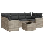 vidaXL Set canapele de grădină cu perne, 7piese gri deschis poliratan