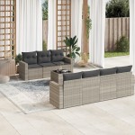 vidaXL Set mobilier de grădină cu perne, 8 piese gri deschis poliratan vidaXL Set mobilier de grădină cu perne, 8 piese gri deschis poliratan