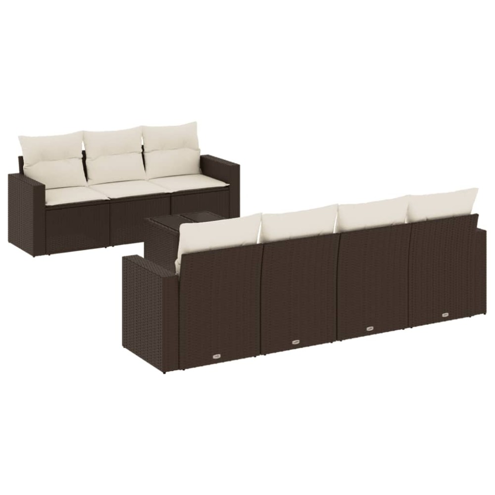 vidaXL Set canapele de grădină cu perne, 8 piese, maro, poliratan