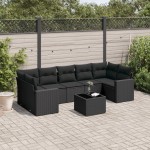 vidaXL Set mobilier de grădină cu perne, 8 piese, negru, poliratan vidaXL Set mobilier de grădină cu perne, 8 piese, negru, poliratan