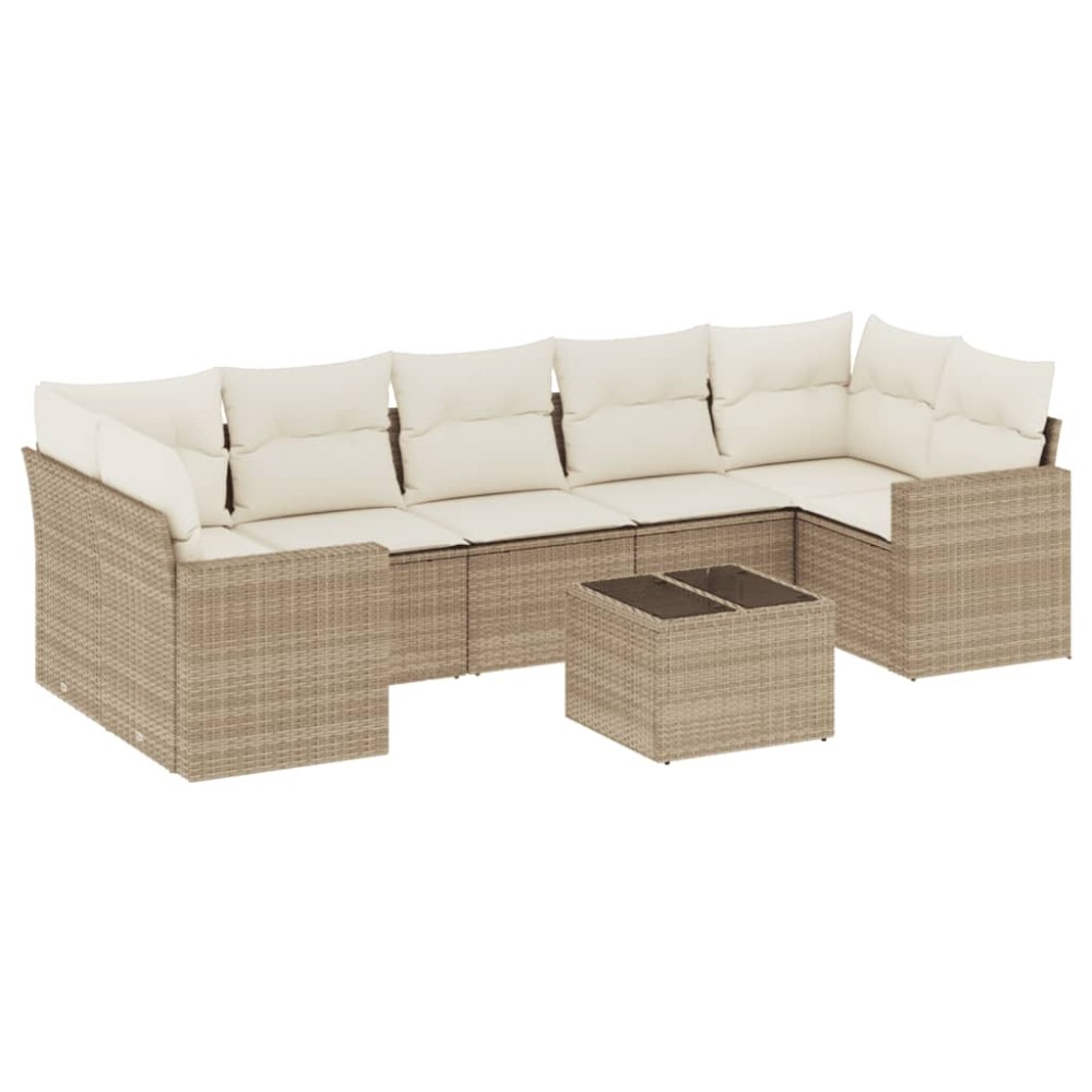 vidaXL Set canapele de grădină, 8 piese, cu perne, bej, poliratan