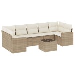 vidaXL Set canapele de grădină, 8 piese, cu perne, bej, poliratan vidaXL Set canapele de grădină, 8 piese, cu perne, bej, poliratan