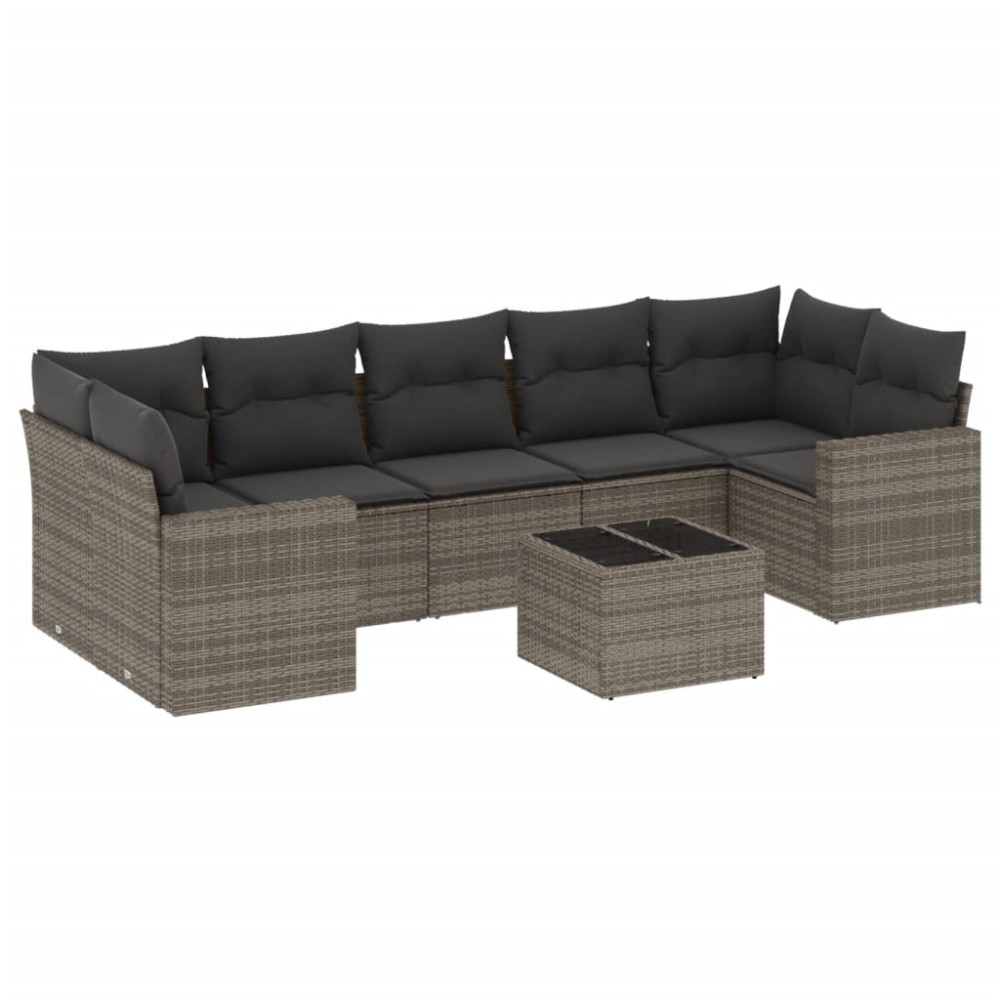 vidaXL Set canapele de grădină cu perne, 8 piese, gri, poliratan