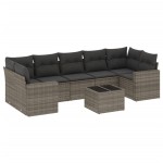 vidaXL Set canapele de grădină cu perne, 8 piese, gri, poliratan