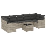 vidaXL Set mobilier de grădină cu perne, 8 piese gri deschis poliratan vidaXL Set mobilier de grădină cu perne, 8 piese gri deschis poliratan