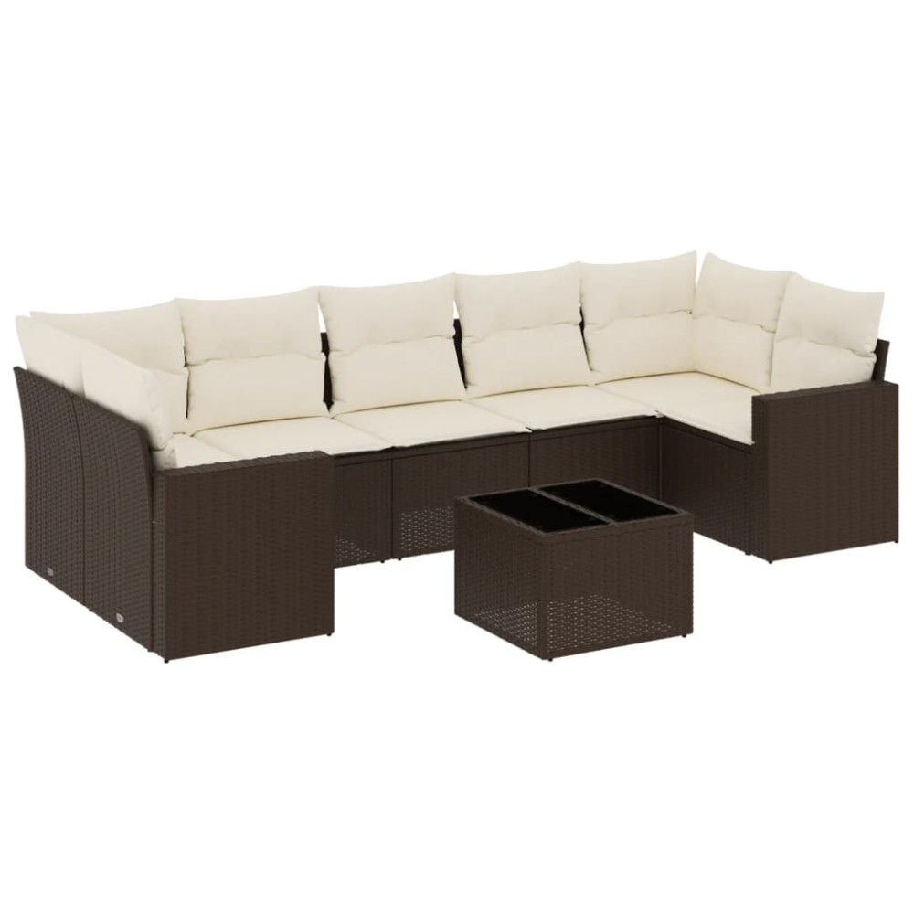 vidaXL Set canapele de grădină cu perne, 8 piese, maro, poliratan