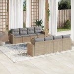 vidaXL Set canapele de grădină, 9 piese, cu perne, bej, poliratan vidaXL Set canapele de grădină, 9 piese, cu perne, bej, poliratan