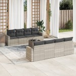 vidaXL Set canapele de grădină cu perne, 9 piese gri deschis poliratan vidaXL Set canapele de grădină cu perne, 9 piese gri deschis poliratan