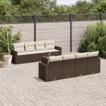 vidaXL Set canapele de grădină cu perne, 9 piese, maro, poliratan vidaXL Set canapele de grădină cu perne, 9 piese, maro, poliratan