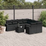 vidaXL Set mobilier de grădină cu perne, 9 piese, negru, poliratan vidaXL Set mobilier de grădină cu perne, 9 piese, negru, poliratan