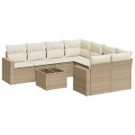 vidaXL Set canapele de grădină, 9 piese, cu perne, bej, poliratan vidaXL Set canapele de grădină, 9 piese, cu perne, bej, poliratan