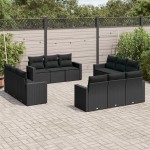 vidaXL Set canapele de grădină, 12 piese, cu perne, negru, poliratan vidaXL Set canapele de grădină, 12 piese, cu perne, negru, poliratan