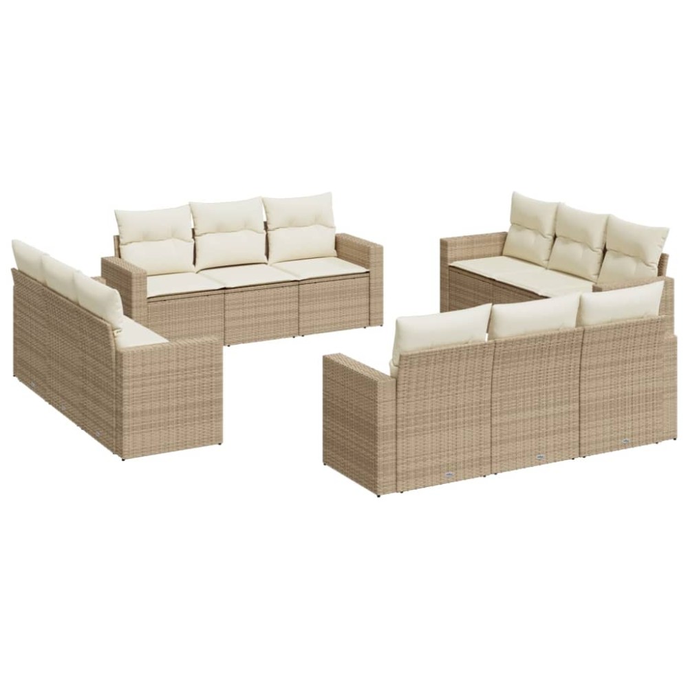 vidaXL Set canapele de grădină cu perne, 12 piese, bej, poliratan