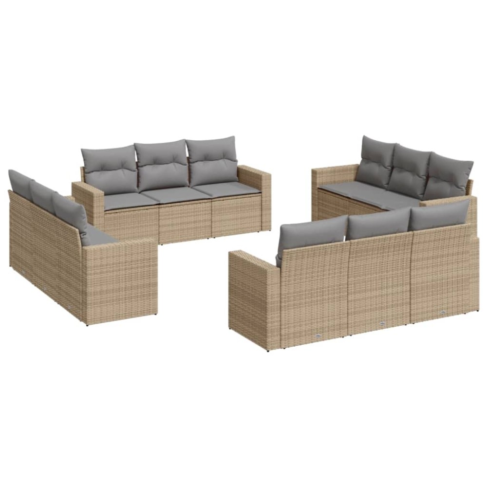 vidaXL Set canapele de grădină cu perne, 12 piese, bej, poliratan