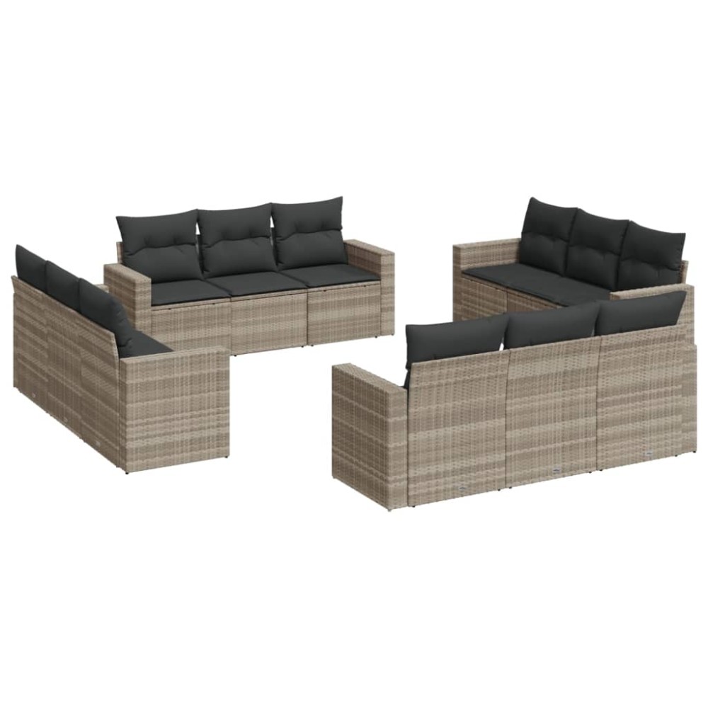 vidaXL Set canapele de grădină cu perne, 12piese gri deschis poliratan