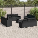 vidaXL Set mobilier de grădină cu perne, 13 piese, negru, poliratan vidaXL Set mobilier de grădină cu perne, 13 piese, negru, poliratan
