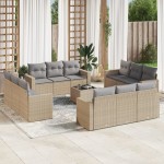 vidaXL Set canapele de grădină, 13 piese, cu perne, bej, poliratan vidaXL Set canapele de grădină, 13 piese, cu perne, bej, poliratan