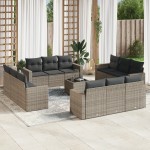 vidaXL Set mobilier de grădină cu perne, 13 piese, gri, poliratan vidaXL Set mobilier de grădină cu perne, 13 piese, gri, poliratan