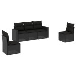 vidaXL Set mobilier de grădină cu perne, 5 piese, negru, poliratan vidaXL Set mobilier de grădină cu perne, 5 piese, negru, poliratan