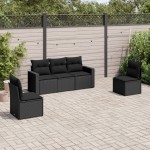 vidaXL Set mobilier de grădină cu perne, 5 piese, negru, poliratan vidaXL Set mobilier de grădină cu perne, 5 piese, negru, poliratan