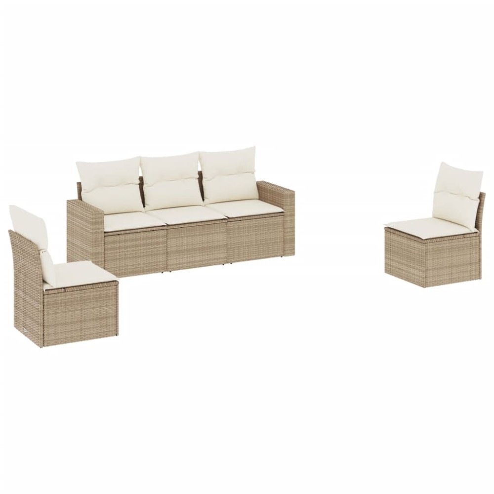 vidaXL Set canapele de grădină cu perne, 5 piese, bej, poliratan