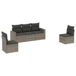 vidaXL Set canapea de grădină cu perne, 5 piese, gri, poliratan vidaXL Set canapea de grădină cu perne, 5 piese, gri, poliratan