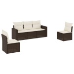 vidaXL Set canapele de grădină cu perne, 5 piese, maro, poliratan