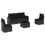 vidaXL Set mobilier de grădină cu perne, 6 piese, negru, poliratan vidaXL Set mobilier de grădină cu perne, 6 piese, negru, poliratan