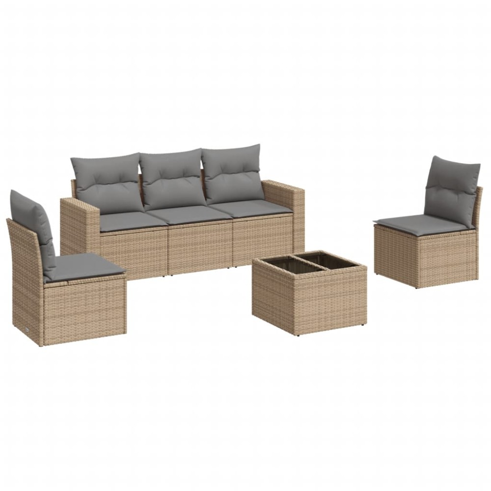 vidaXL Set canapele de grădină cu perne, 6 piese, bej, poliratan