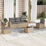 vidaXL Set canapele de grădină cu perne, 6 piese, bej, poliratan