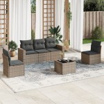 vidaXL Set mobilier grădină cu perne, 6 piese, gri, poliratan