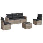 vidaXL Set canapele de grădină cu perne, 6 piese gri deschis poliratan