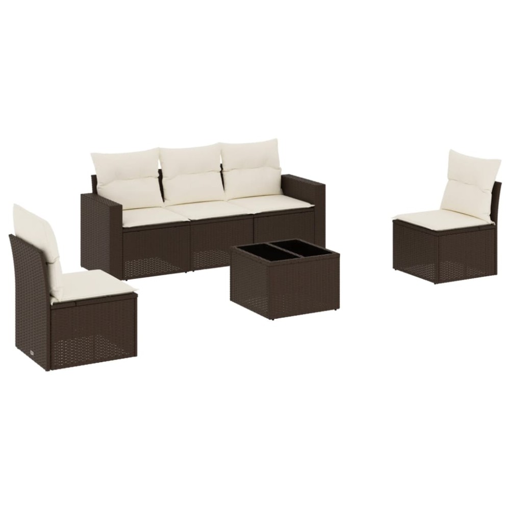 vidaXL Set canapele de grădină cu perne, 6 piese, maro, poliratan