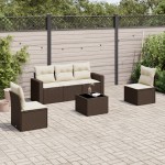 vidaXL Set canapele de grădină cu perne, 6 piese, maro, poliratan vidaXL Set canapele de grădină cu perne, 6 piese, maro, poliratan