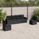 vidaXL Set mobilier de grădină cu perne, 6 piese, negru, poliratan vidaXL Set mobilier de grădină cu perne, 6 piese, negru, poliratan