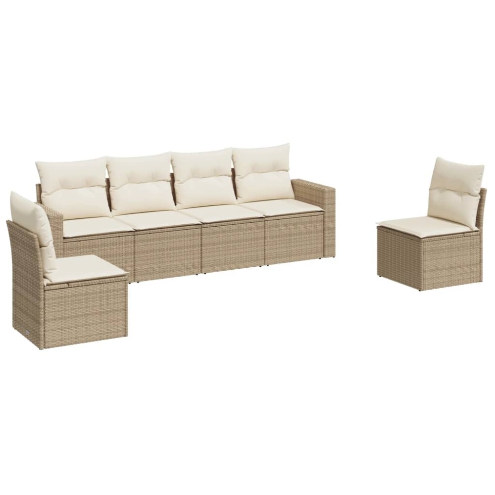 vidaXL Set canapele de grădină cu perne, 6 piese, bej, poliratan