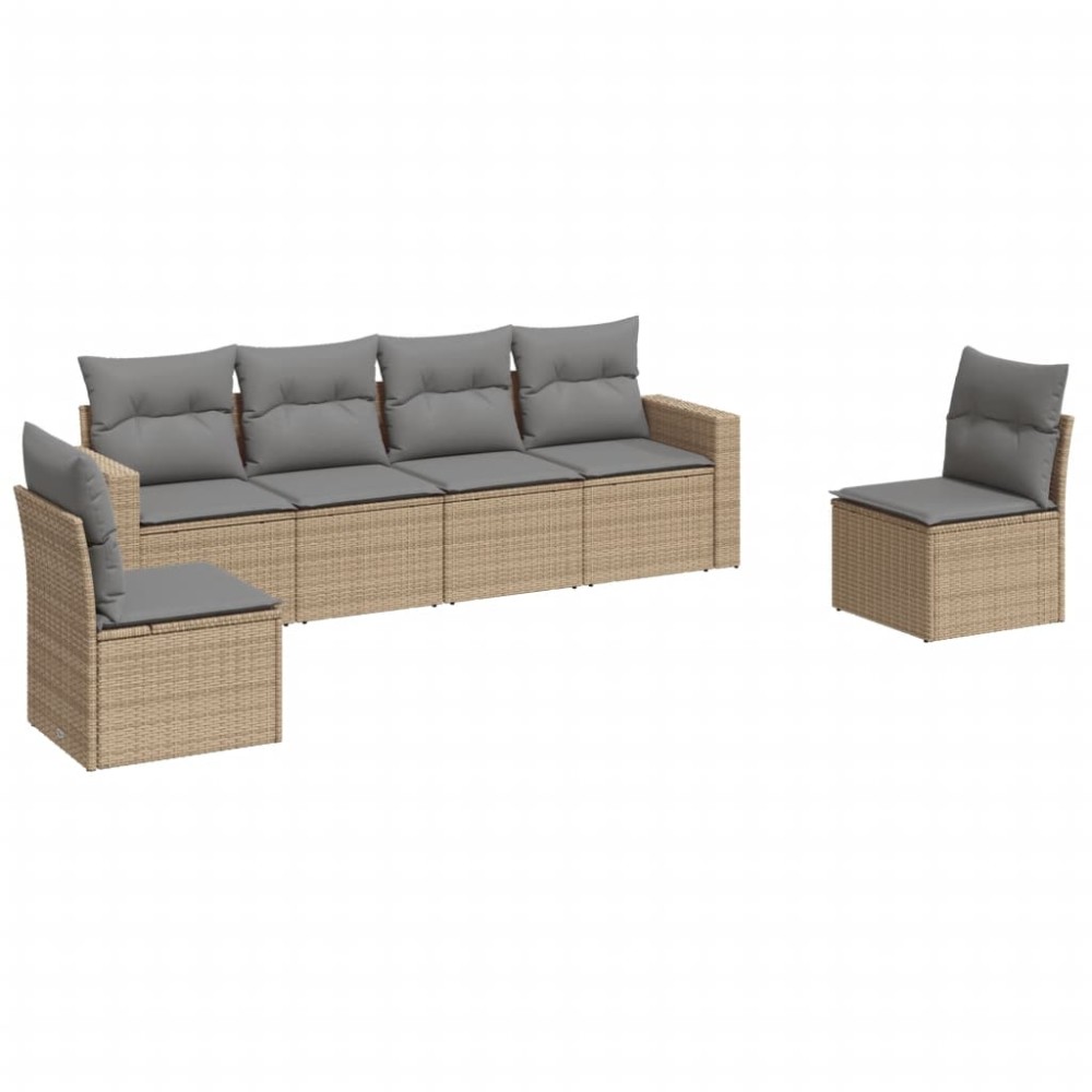 vidaXL Set canapele de grădină cu perne, 6 piese, bej, poliratan
