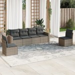 vidaXL Set mobilier grădină cu perne, 6 piese, gri, poliratan