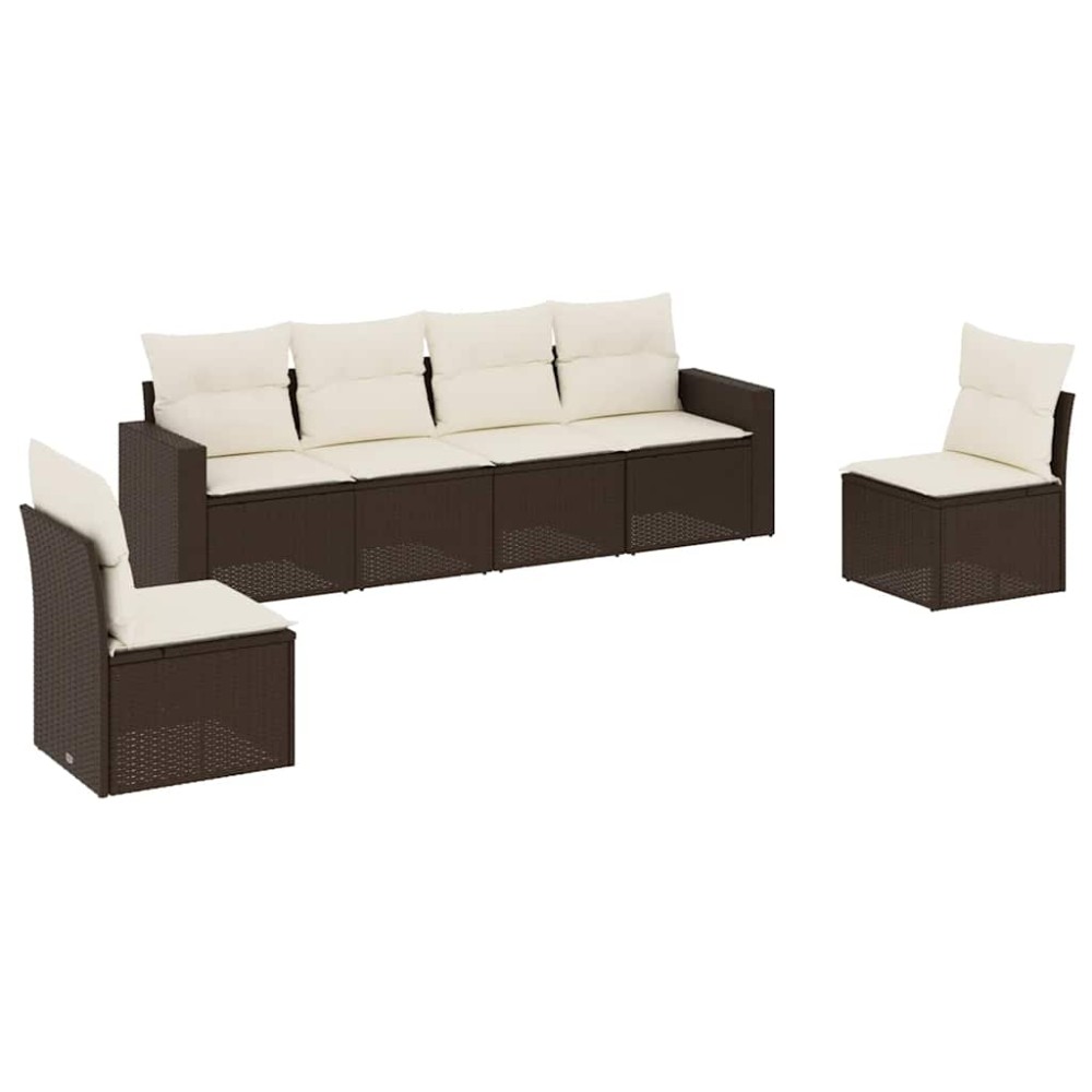 vidaXL Set canapele de grădină cu perne, 6 piese, maro, poliratan