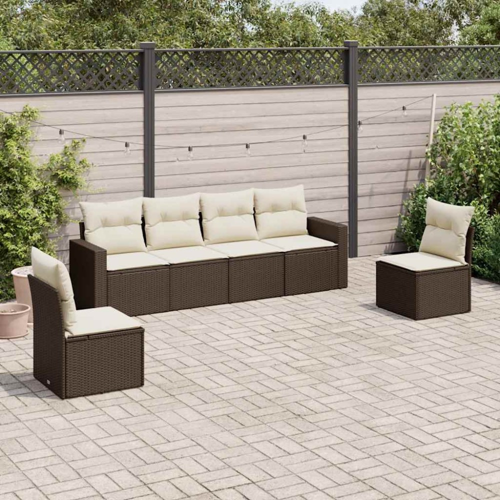 vidaXL Set canapele de grădină cu perne, 6 piese, maro, poliratan