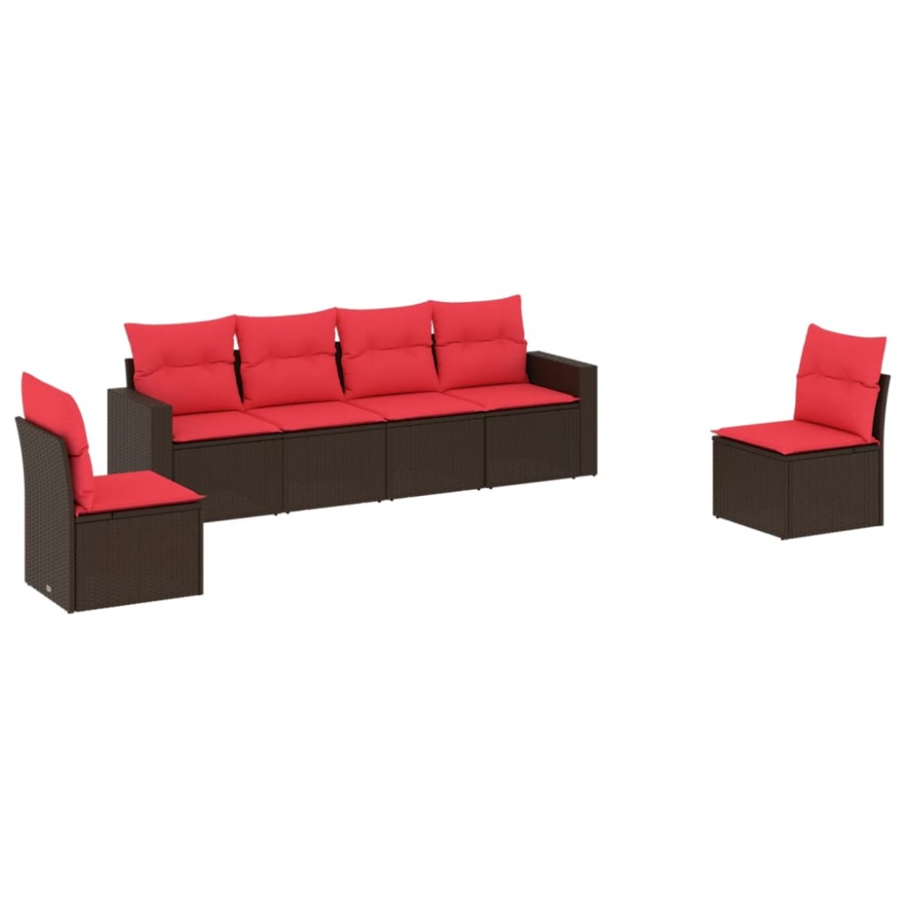 vidaXL Set canapele de grădină cu perne, 6 piese, maro, poliratan