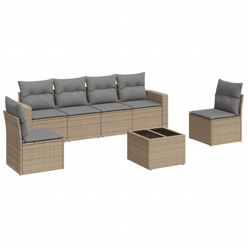 vidaXL Set canapele de grădină, 7 piese, cu perne, bej, poliratan